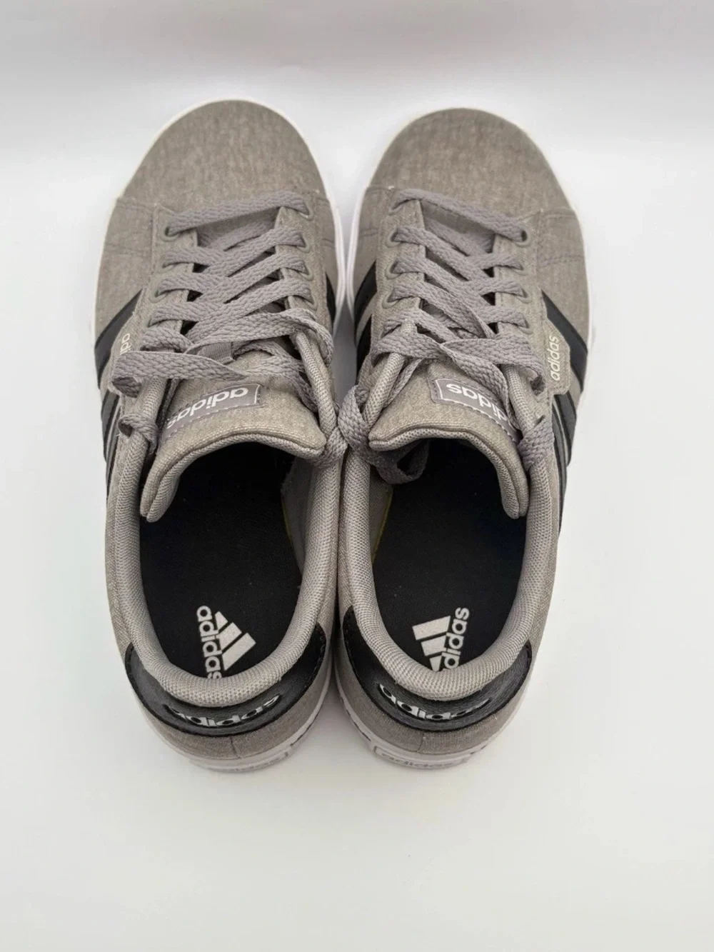 adidas Men’s Gray Canvas Sneakers with Black Stripes